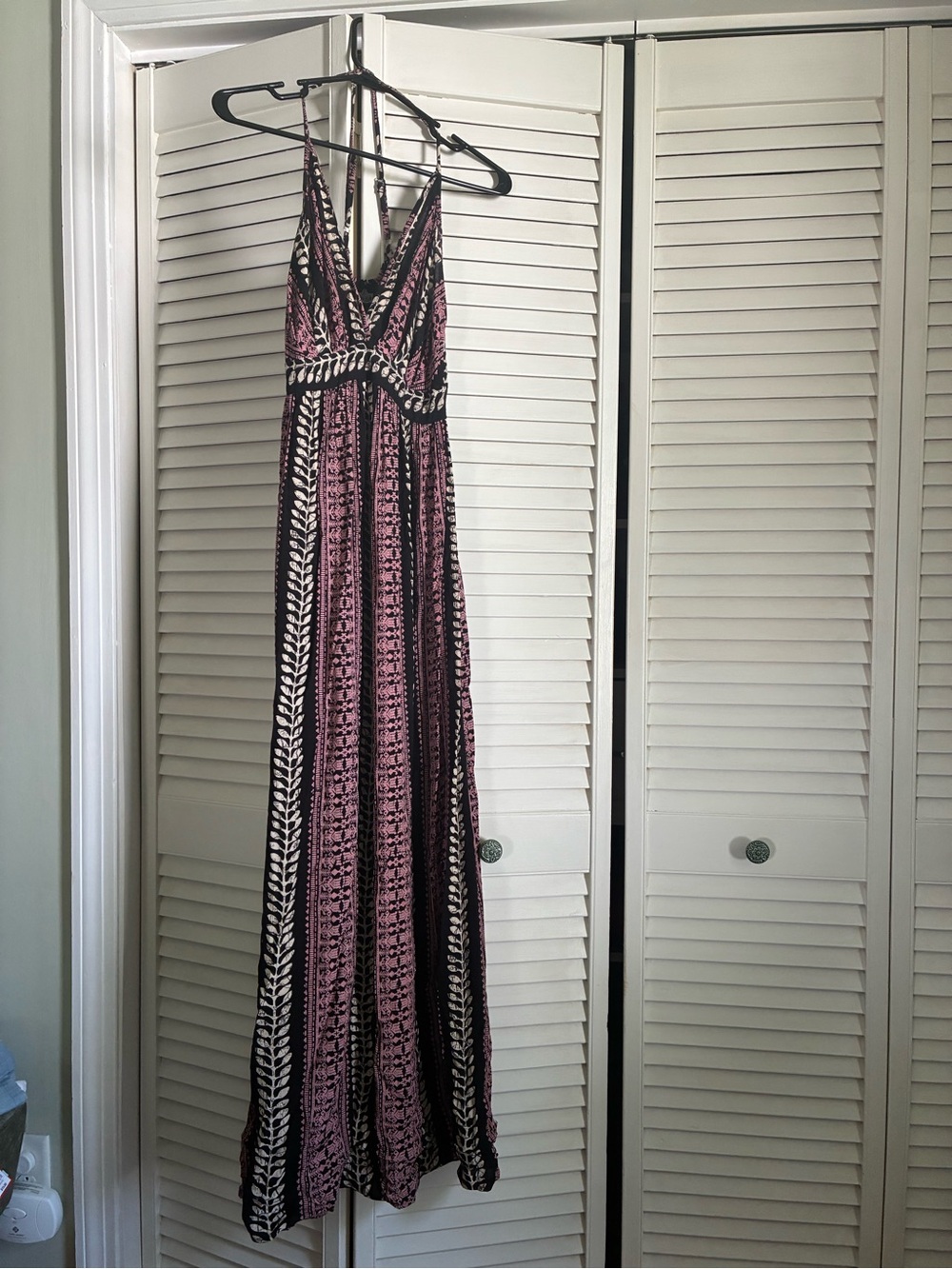 Angie Pink and Black Printed Maxi Dress